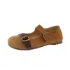 Cinturón de Cuero Retro Zapatos de Baile de Una Palabra Boca Nueva Versátiles Individuales para Mujer con Zapatos Mary Jane Suela Plana Hebilla Suela Suave Estilo 2026