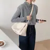 Bolsa de Ombro Customizada da Moda, Bolsa de Uso Diário Estilo Coreano de Nicho, Couro PU Macio, Estilo Simples, Bolsa Transversal de Grande Capacidade para Mulheres