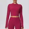 Chaqueta Deportiva para Correr al Aire Libre, Yoga, Cremallera Corta, Adelgazante, Fitness, Manga Larga, Secado Rápido tipo Nube, Ropa de Yoga para Mujer