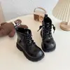 Botas Martin Forradas com Lã para Meninas 2025 Inverno Novas Botas Infantis Moda Botas de Algodão Botas de Tornozelo Princesa Estilo Britânico para Meninas