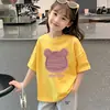2026 Nuevo Estilo Camiseta de Verano para Niñas 100% Algodón Puro Infantil Dibujos Animados Estilo Coreano Cuello Redondo Manga Corta Tops para Niños Pequeños y Medianos