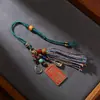 Amuletos Taoístas do Ano do Cavalo de Cobre Puro com Cinábrio Tai Sui, Amuleto de Paz do General Wen Zhe, Pingente de Bolsa Tecida Artesanal, Enfeite para Pendurar no Carro