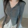 Coreia do Sul Dongdaemun Novo Produto Embeleza o Corpo ~ Camiseta Cardigan Corporal Mostrada com Gola de Cisne Suave e Confortável