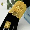 Apertura Conjunto de Anillos de Pulsera de Cobre Dubai Hueco Tallado Chapado en Oro Joyería Novia Shale Joyería de Oro Venta Directa de Fábrica