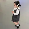 Elegante Conjunto para Bebé Niña, Nuevo Estilo Otoño 2026 para Niños, Conjunto de Dos Piezas con Vestido Chaleco y Camiseta de Manga Larga para Niña