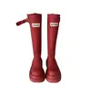 Botas de Lluvia Rojas Antideslizantes de Caña Alta Auto-Retenidas 2025 Botas de Lluvia para Acampar al Aire Libre Botas Altas hasta la Rodilla de Suela Gruesa Botas de Caballero