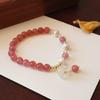 Pulsera de Cristal de Fresa Natural para Mujer Joyería de Perlas de Agua Dulce Calcedonia Flores Pequeñas Frescas Nueva Pulsera al Por Mayor