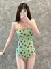 Traje de baño de una pieza de nuevo estilo para mujer, conservador, que oculta el abdomen, adelgazante, push-up para bustos pequeños, traje de baño para vacaciones en aguas termales, traje de baño moderno estampado de secado rápido