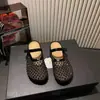 Nuevas Mules Planas de Malla con Pedrería para Primavera/Verano 2026, Suela Suave, Estilo Lujo Ligero, Gama Alta, Cómodas, Punta Redonda, para Uso en Exteriores, Transfronterizo