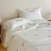 Colcha Acolchada de Algodón Puro Lavado a la Arena Coreana Juego de Tres Piezas Sábana Gruesa de Algodón Puro de 60 Hilos Esterilla de Tatami Universal para Todas las Estaciones