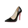 Sapatos de salto alto para mulheres de comércio exterior, salto fino, novo modelo de verão 2026, preto com sola vermelha, salto ultralongo, scarpins bico fino sexy