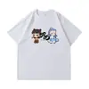 2025Mi Nuevo Cuello Redondo Holgado Primavera y Verano Algodón Puro Versátil Casual Diario de Manga Corta Estilo Familiar para Hombres y Mujeres