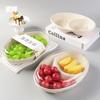 Caja de embalaje desechable para llevar, caja de refrigerio ovalada, caja de ensalada de frutas con tapa, caja de embalaje de tazón de pulpa, compartimento simple y doble