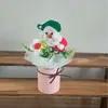 Cubo de Abrazo de Papá Noel Tejido a Mano Girasol Piña Conejo de Algodón Ramo de Lana Ganchillo Terminado Regalo