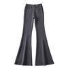 Calça boca de sino feminina sexy de cintura média-baixa com levantamento de quadril estilo 'Hot Girl' americana, outono e inverno 2023, nova, justa, com stretch, casual, perna larga