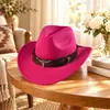 Sombrero de Copa Caliente de Amazon Estilo Étnico Etiqueta de Vaca Sombrero de Jazz Vaquero Occidental Sombrero de Montar Plegable Sombrero de Fieltro de Lana