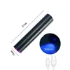 Produto Quente Transfronteiriço 365nm Espelho Preto Madeira Roxo Lanterna Recarregável USB Mini Lâmpada de Detecção de Moeda Ultravioleta