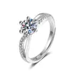 Anel Feminino Aberto Quadrado Seis Garras Fornecimento ao Vivo Atacado Fabricante Diamante Moissanite Sintético Super Brilhante 0,05kg Quilate