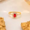 Anillo Ovalado de Plata de Ley S925 con Circonita Brillante y Rubí para Mujer, Lujo Ligero Retro Moda Estilo de Nicho Anillo Versátil