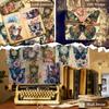 Preço FixoCompra Direta Transfronteiriça 12 Folhas/Pacote Novo Papel Artístico Vintage para Journaling com Tema de Relógio e Borboleta