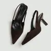 Entrega Directa de Fábrica de Sandalias Cerradas de Tacón Alto Estilo Francés, Zapatos de Hada, Nuevo Modelo 2026, Elegantes Zapatos de Gamuza sin Espalda con Punta Fina