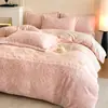 Juego de Ropa de Cama Personalizado de Lujo Ligero de Piel de Conejo, Terciopelo Burnout, Terciopelo de Leche, Juego de Cuatro Piezas para el Hogar, Juego de Cuatro Piezas Engrosado de Invierno con Más Terciopelo