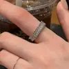 Anillo Abierto de Diamante Estilo Nuevo para Mujer, Gama Alta, Versátil, Plata S925, Borde de Perlas Retro, Anillo Índice Completo de Diamantes de Zirconia