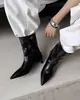 Botines de Aguja Puntiagudos con Forma de Corazón Dulce y Fresco Estilo Vintage Chuyuji para Mujer, Botas de Moda Versátiles con Pedrería Estilo Francés