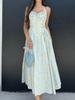 Vestido de verano sexy con cuello floral para mujer, vestido de primavera y verano de alta gama, ajustado, sin espalda, para vacaciones, de longitud media.