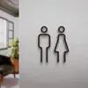 1 Logotipo 3D de Banheiro em Acrílico, Unissex - Preto e Dourado para Hotéis e Pousadas