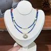 Collar de Cuentas Ojo del Diablo Lapislázuli Retro Exquisito de Gama Alta Europeo y Americano Lujo Accesible Nicho Versátil Cadena para Clavícula para Mujeres