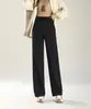 Novas Calças Jeans Pretas de Inverno para Mulheres, Wide Leg de Alta Qualidade, Cintura Alta Slimming Retas, Peça Nicho Versátil Casual