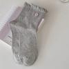 Calcetines de Mujer Primavera y Verano Calcetines con Encaje de Boca de Burbuja Calcetines de Rizo de Algodón Puro Calcetines Blancos Bordados con Amor Estilo Dulce Estilo Coreano para Mujer