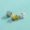 Prata Esterlina S925 Banhada a Ouro Contas Espaçadoras de Diamante Inlaid de Precisão Contas Pequenas Florzinhas de Zircônia Pulseira de Cristal Acessórios DIY