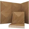 Paneles auto-adhesivos de fibra de poliéster con acabado madera, impresión UV 3D, para absorción de sonido y decoración de paredes, transfronterizos