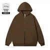 Sudadera con cremallera de rizo pesada 430G color gris avena para hombre, chaqueta versátil de color liso cepillado estilo básico americano para mujer