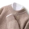 Nuevo Suéter de Lana Suelta Tejido Jacquard de Manga Larga de Cuello Alto Medio Estilo Coreano para Hombre Otoño/Invierno 2024