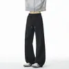 Calça jeans casual de imitação estilo americano de velho rico, solta, perna larga, corte reto, solta, com caimento, comprida, para homens e mulheres