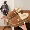 Botas de nieve de suela gruesa para mujer, nueva colección de invierno 2026, forradas de felpa y engrosadas para abrigar, con un diseño peludo, y disponibles en estilos como zapatos tipo gorro y diseños inspirados en Birkenstock.