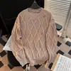 Suéter de Diseño Novedoso Desgastado Estilo Perezoso Tejido Hueco para Hombre Manga Larga Primavera y Otoño Prenda Base de Punto