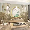 Nuevo estilo chino parrilla sala de té sala de estar fondo papel tapiz paisaje flores y pájaros mural artístico medicina tradicional china masaje recolección de oídos tienda papel tapiz
