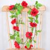 Simulación de rosa de ratán colgante de pared flor de seda decoración de boda flor de cerezo vid artificial planta artificial al por mayor