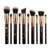Set de 10 Brochas de Maquillaje con Patrón de Mármol, Incluye Pincel para Sombras de Ojos, Brocha para Base de Maquillaje, 5 Brochas de Belleza Grandes y 5 Pequeñas, Pincel para Rubor y Brocha para Fijar