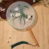 Leque infantil bordado frente e verso estilo tradicional, leque de dança de verão com borlas, leque para traje antigo feminino Hanfu cheongsam