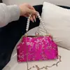 Nuevo Bolso de Noche Retro Estilo Chino, Bolso Bordado Estilo Chino para Cheongsam, Bolso de Mano con Clip de Perla Flor de Durazno, Bolso de Hombro para Mujer