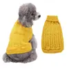 Suprimentos para animais de estimação no atacado: roupas para cachorro de cor sólida com gola alta, suéteres de tricô em relevo para cães de estimação vermelhos, suéteres de outono e inverno para cães