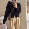 Chaqueta Suéter Suave y Cera con Doble Cremallera para Otoño e Invierno para Mujer 2025 Nuevo Estilo Coreano Holgada Ropa Exterior Cardigan de Punto con Cuello Redondo