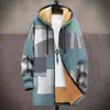 Chaqueta de Nuevo Estilo Transfronteriza con Elementos de Patrón Multicolor Cremallera B6 con Capucha Cárdigan Grueso de Invierno Forro Polar de Algodón con Forro Amarillo
