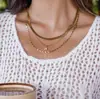 Collar Jieding de Acero de Titanio de Tres Capas con Circonita Lujo Ligero Joyería de Gama Alta Joyería de Acero Inoxidable Cadena de Clavícula Apilada para Mujer Transfronteriza