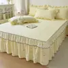 Faldón de Cama Estilo Princesa Cubierta de una Pieza Ultra Suave Oculta Imperfecciones Cubierta de Sábana Juego de Tres o Cuatro Piezas Algodón Puro Lavado al Agua Universal para Todas las Estaciones